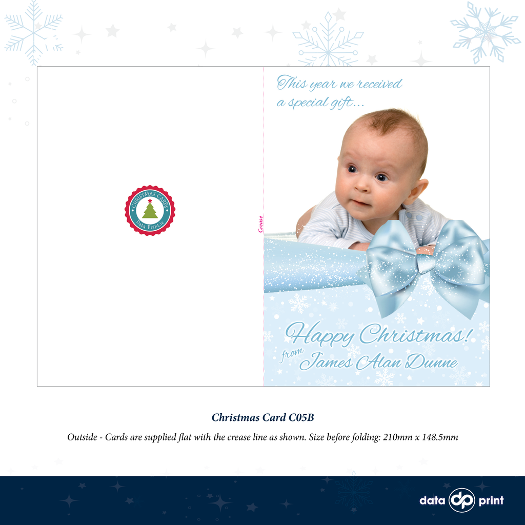 C05B Christmas Card - Blue Bow